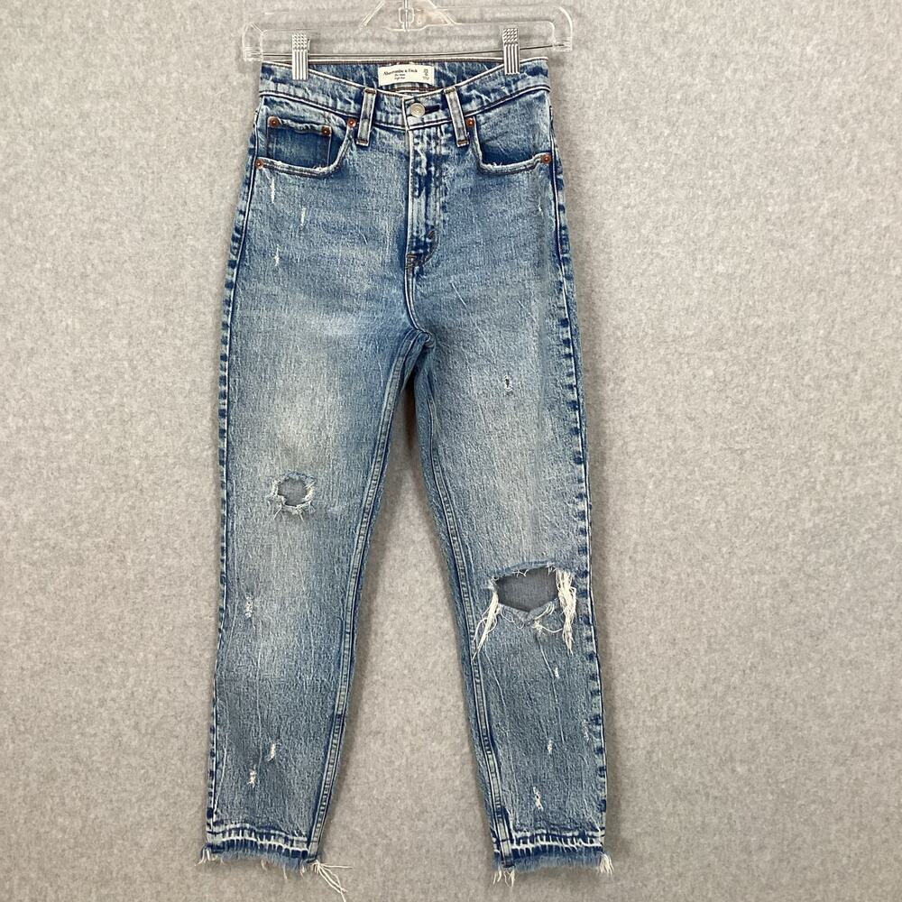 Abercrombie & Fitch The Mom High Rise Jeans Size 25/0 Stonewashed Stretch